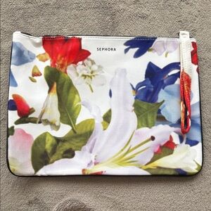 Sephora Vibrant Floral Cosmetic Bag - Red, Green, Blue